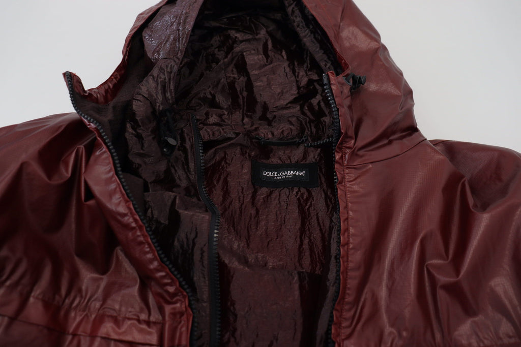 Veste Dolce & Gabbana en coton bordeaux à capuche entièrement zippée