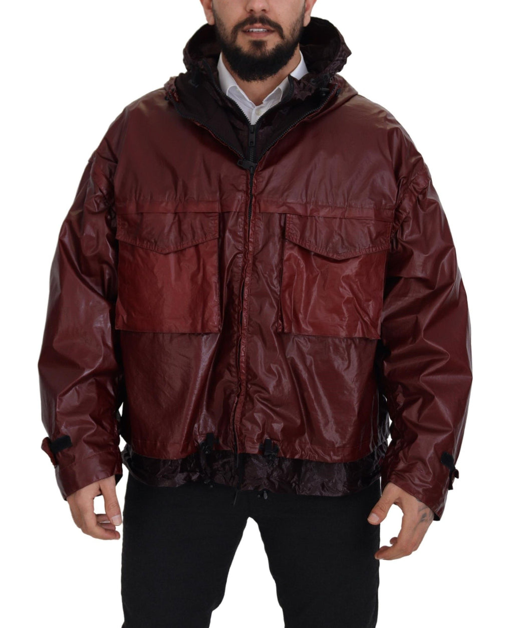 Veste Dolce & Gabbana en coton bordeaux à capuche entièrement zippée
