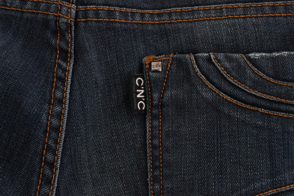 Costume National Blue Cotton Blend Bootcut Jeans