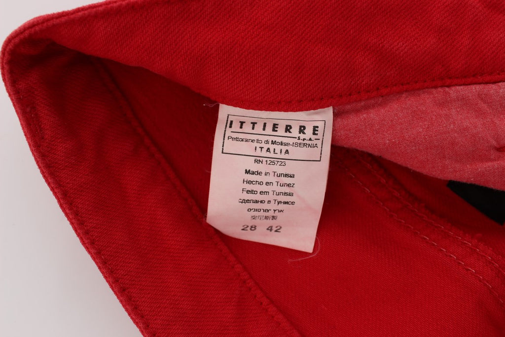 Jean Costume National rouge en mélange de coton super slim fit