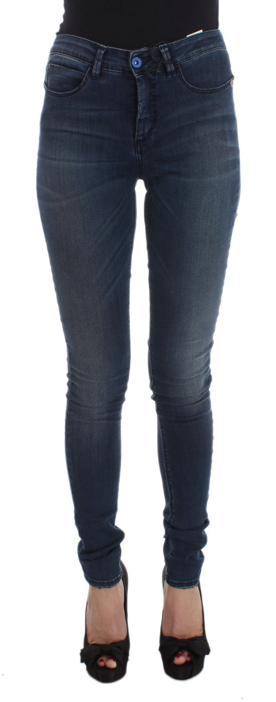 Jean slim Costume National en coton mélangé bleu