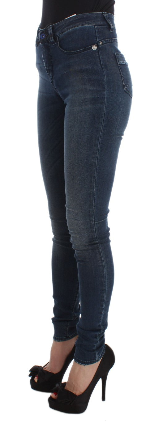 Jean slim Costume National en coton mélangé bleu