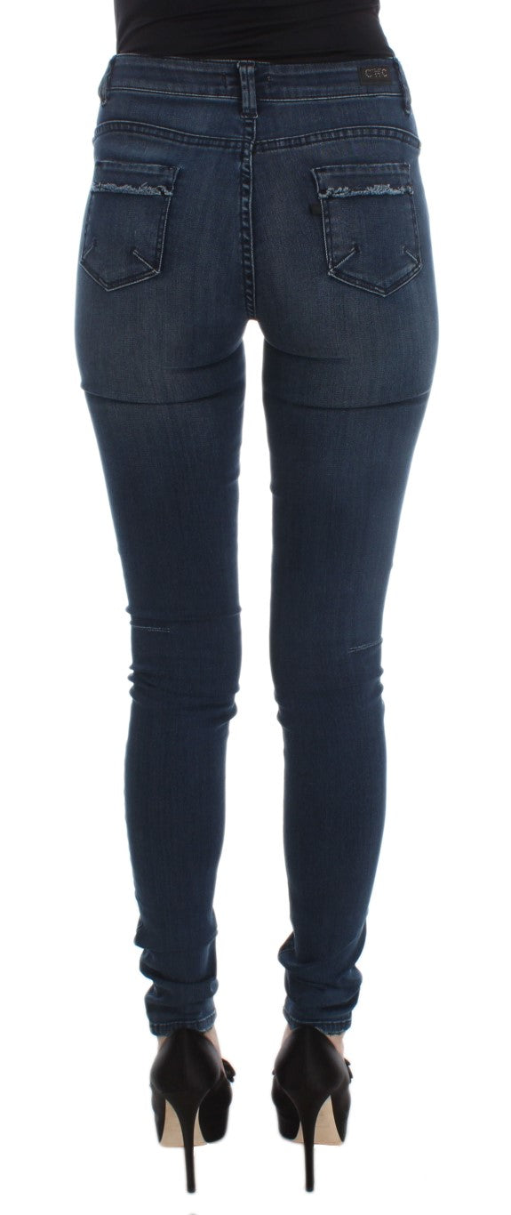 Jean slim Costume National en coton mélangé bleu