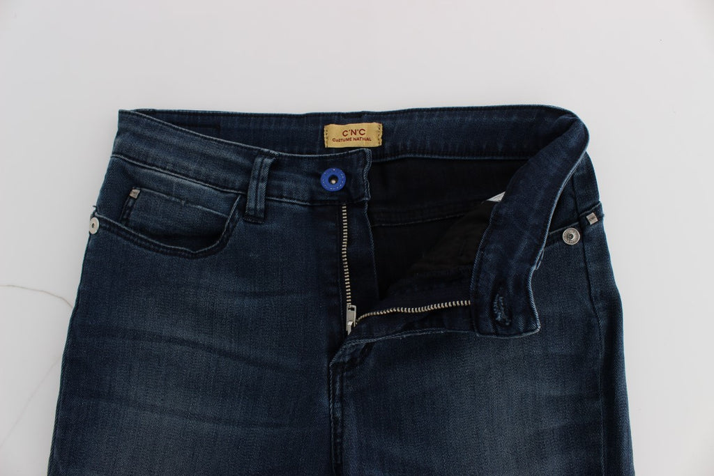 Jean slim Costume National en coton mélangé bleu