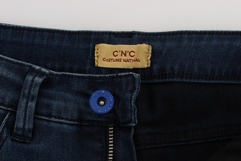 Jean slim Costume National en coton mélangé bleu