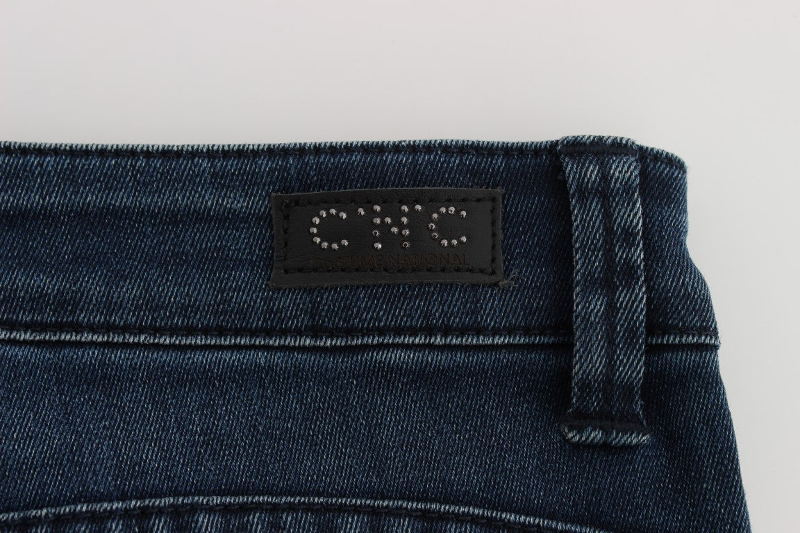 Jean slim Costume National en coton mélangé bleu