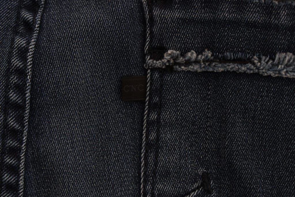Jean slim Costume National en coton mélangé bleu