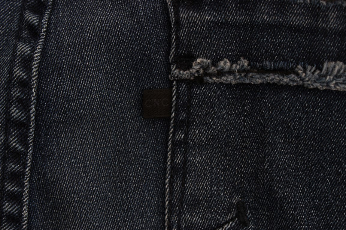 Jean slim Costume National en coton mélangé bleu