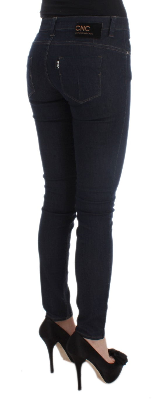 Jean slim Costume National en coton mélangé bleu