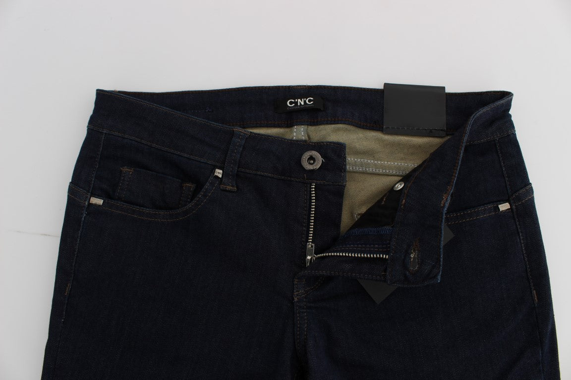 Jean slim Costume National en coton mélangé bleu