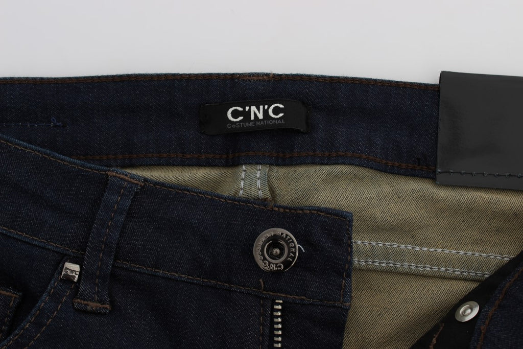 Jean slim Costume National en coton mélangé bleu