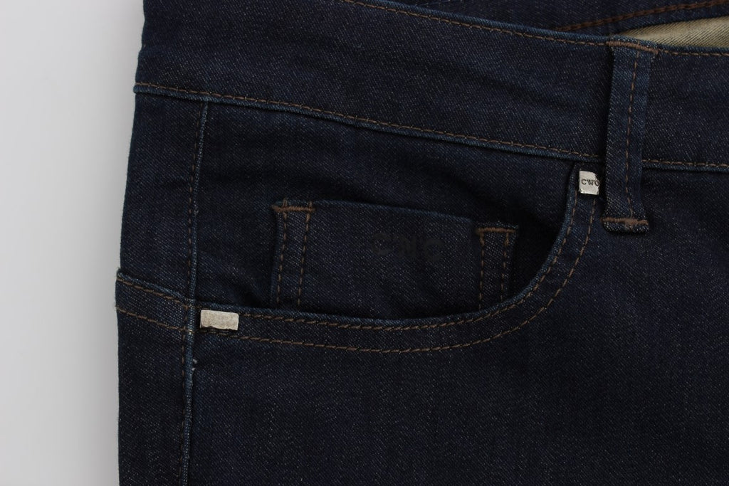 Jean slim Costume National en coton mélangé bleu