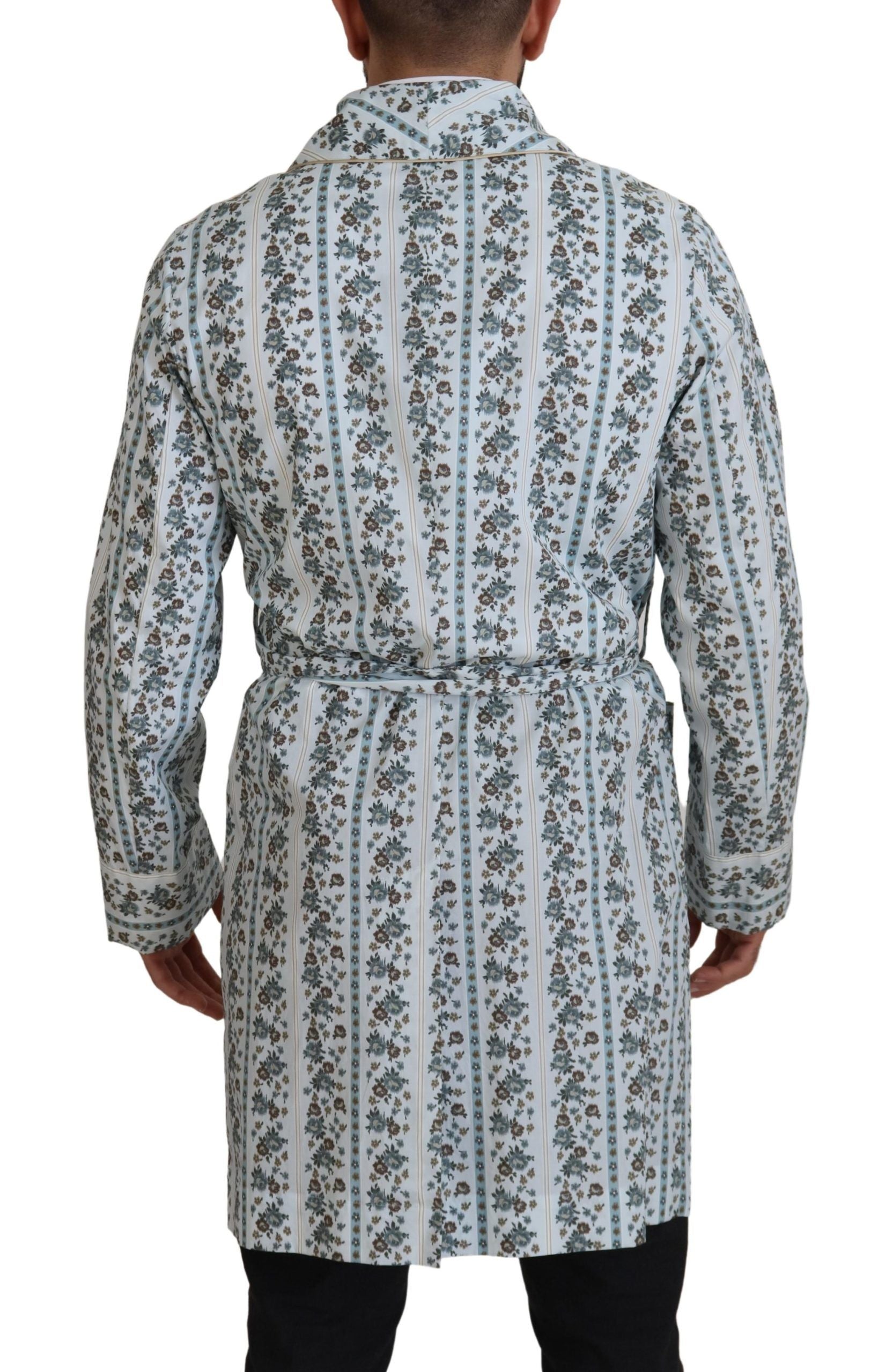 Veste-manteau Dolce & Gabbana en coton bleu à fleurs