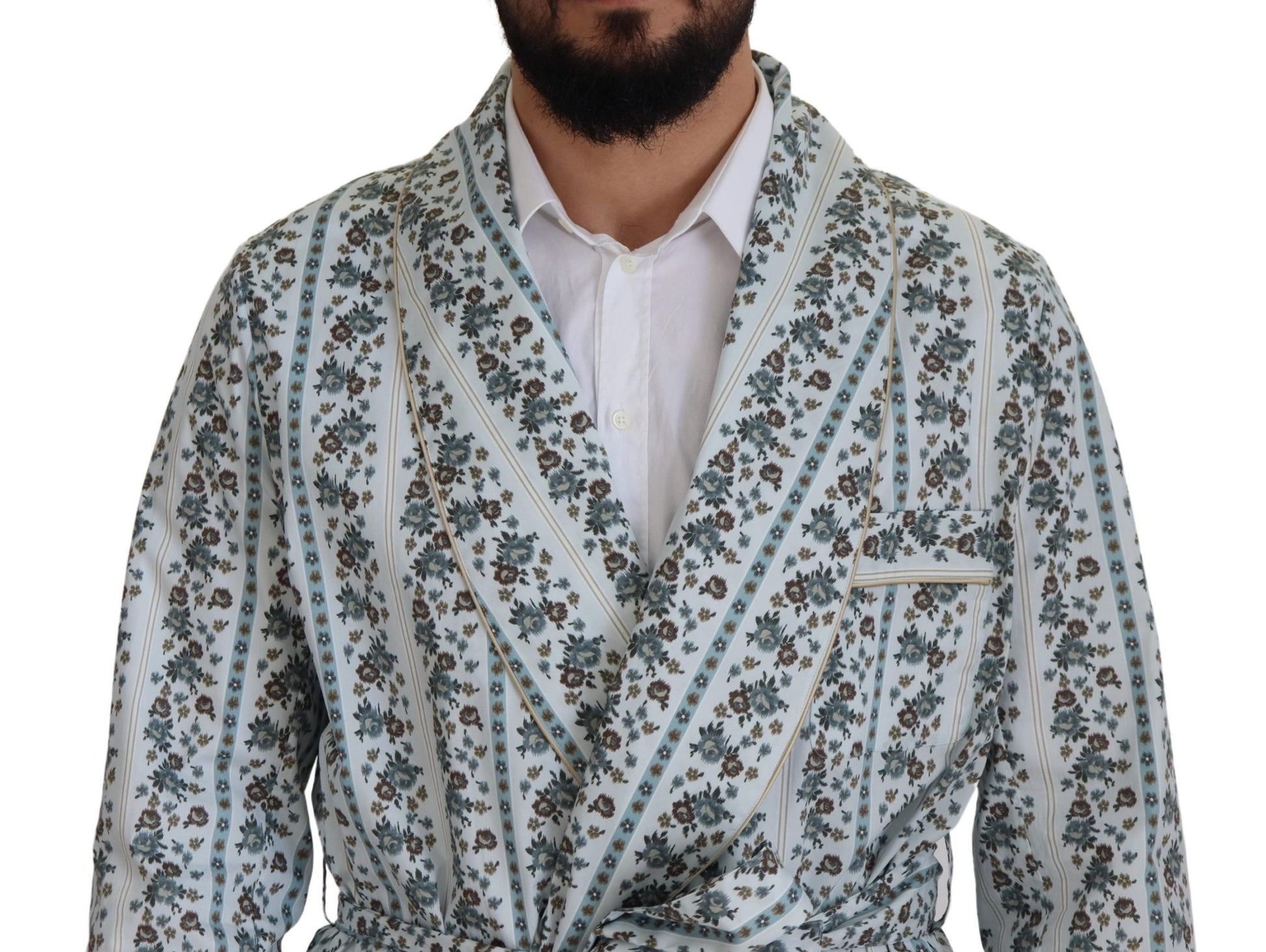 Veste-manteau Dolce & Gabbana en coton bleu à fleurs