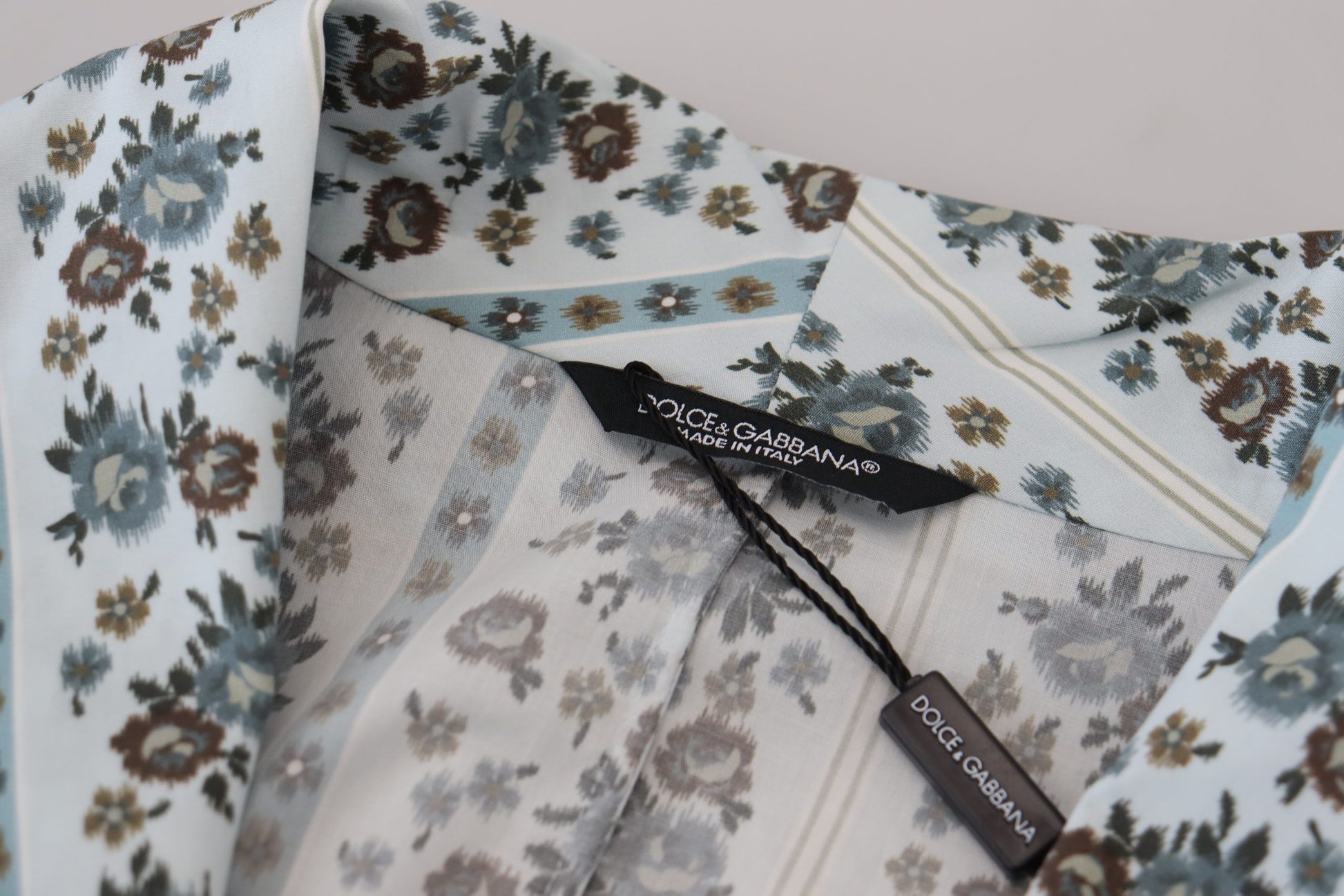 Veste-manteau Dolce & Gabbana en coton bleu à fleurs