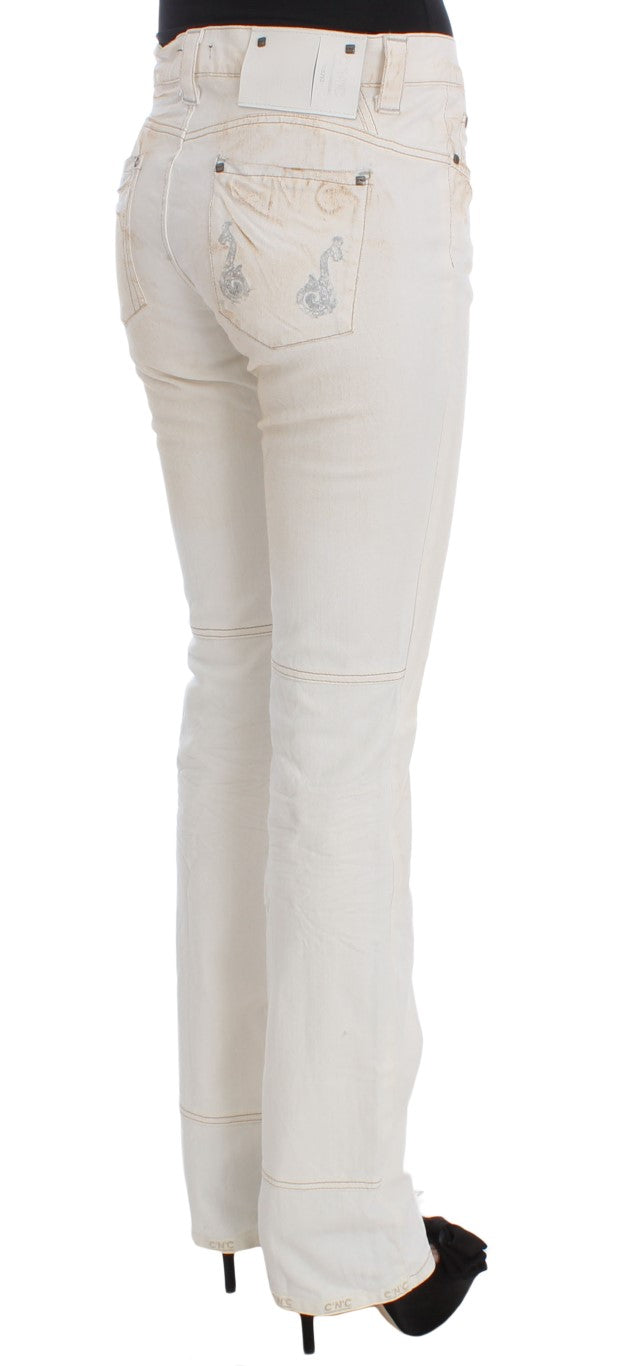Jean bootcut ajusté en coton blanc Costume National