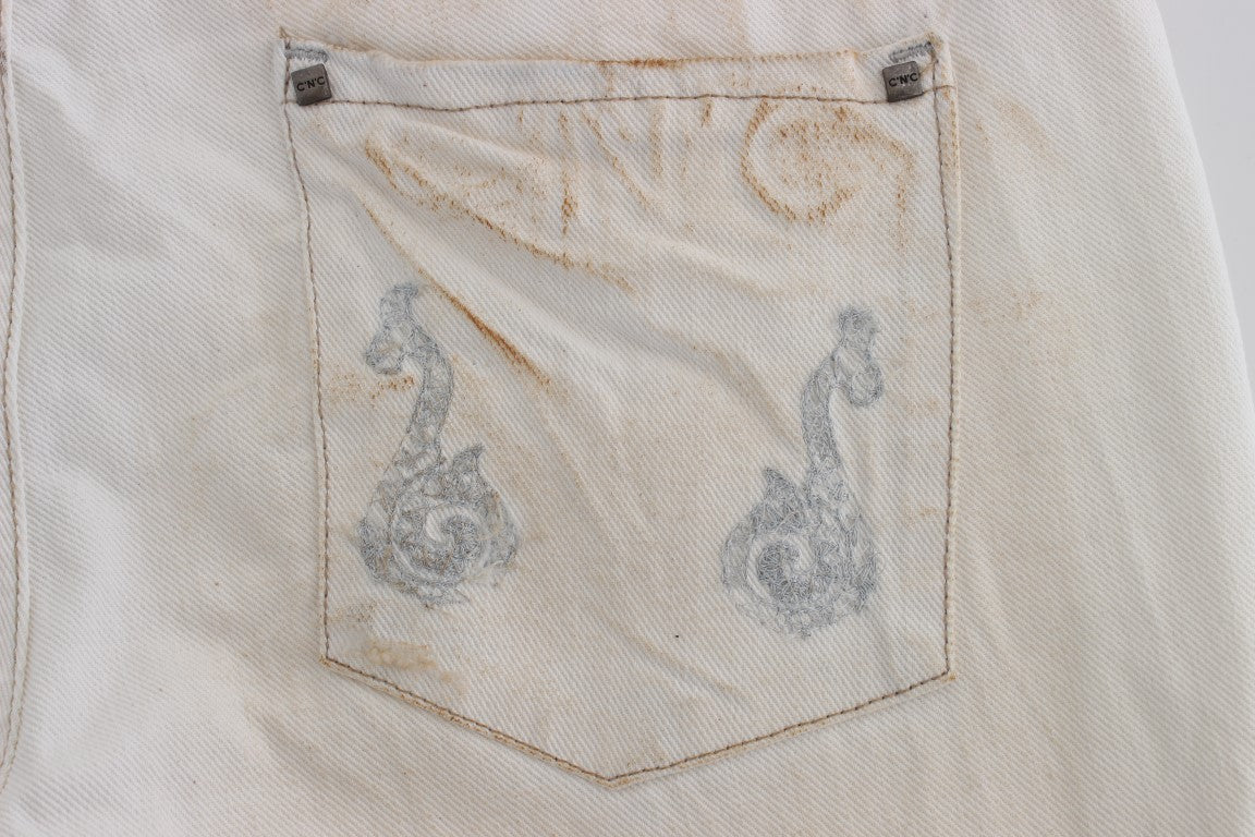 Jean bootcut ajusté en coton blanc Costume National