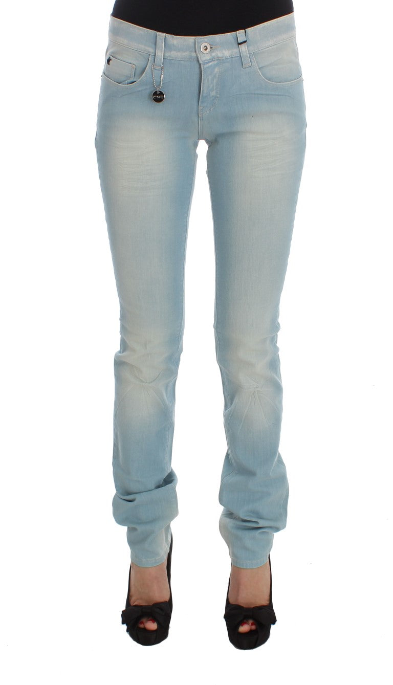 Jean Super Slim Fit en Coton Mélangé Bleu Costume National