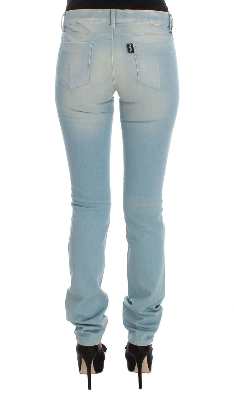 Jean Super Slim Fit en Coton Mélangé Bleu Costume National