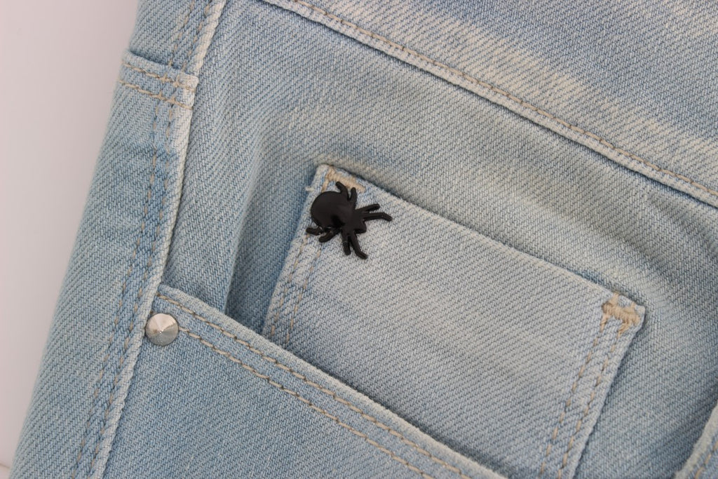 Jean Super Slim Fit en Coton Mélangé Bleu Costume National