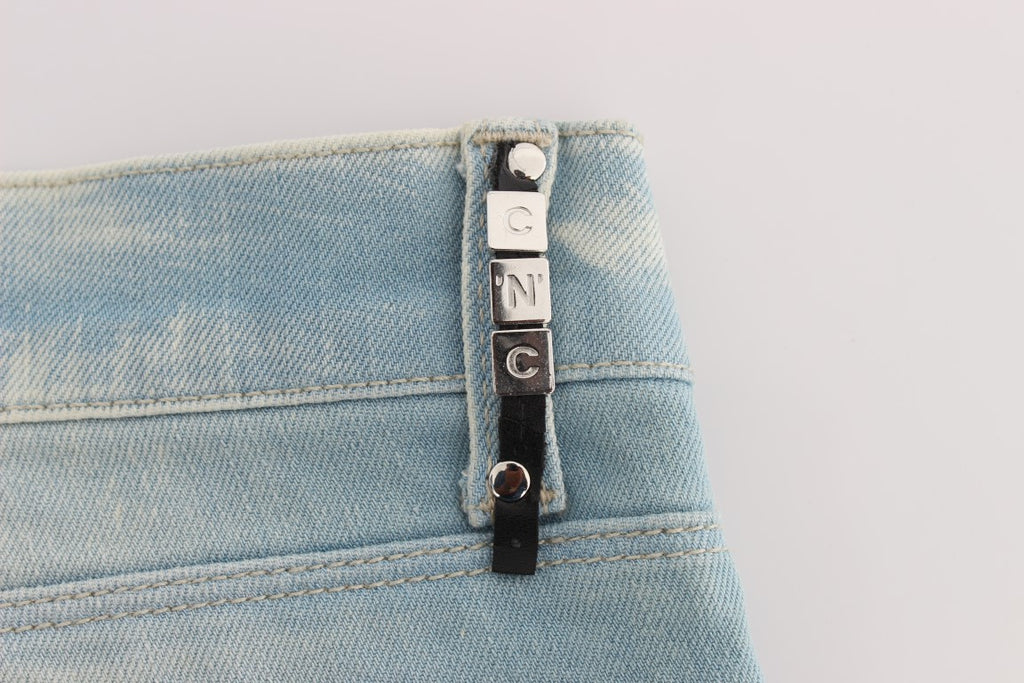 Jean Super Slim Fit en Coton Mélangé Bleu Costume National
