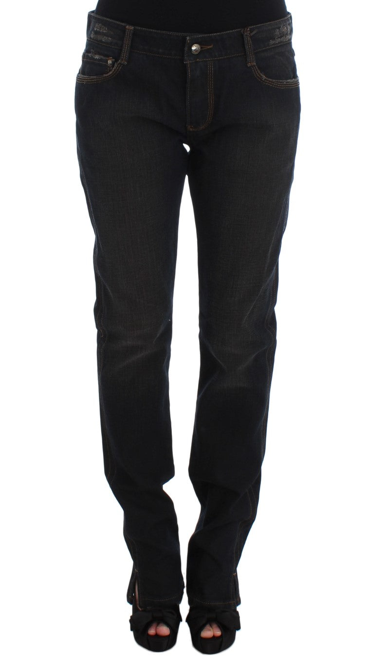 Ermanno Scervino Jeans Boyfriend en Coton Délavé Bleu