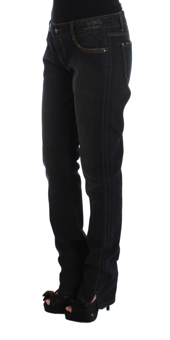 Ermanno Scervino Jeans Boyfriend en Coton Délavé Bleu