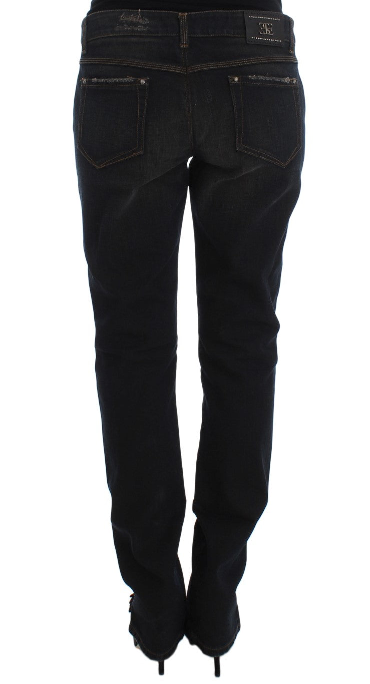 Ermanno Scervino Jeans Boyfriend en Coton Délavé Bleu