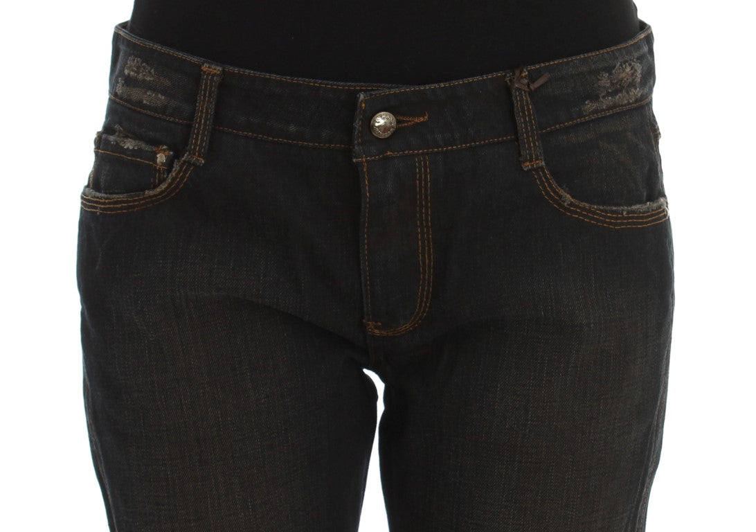 Ermanno Scervino Jeans Boyfriend en Coton Délavé Bleu