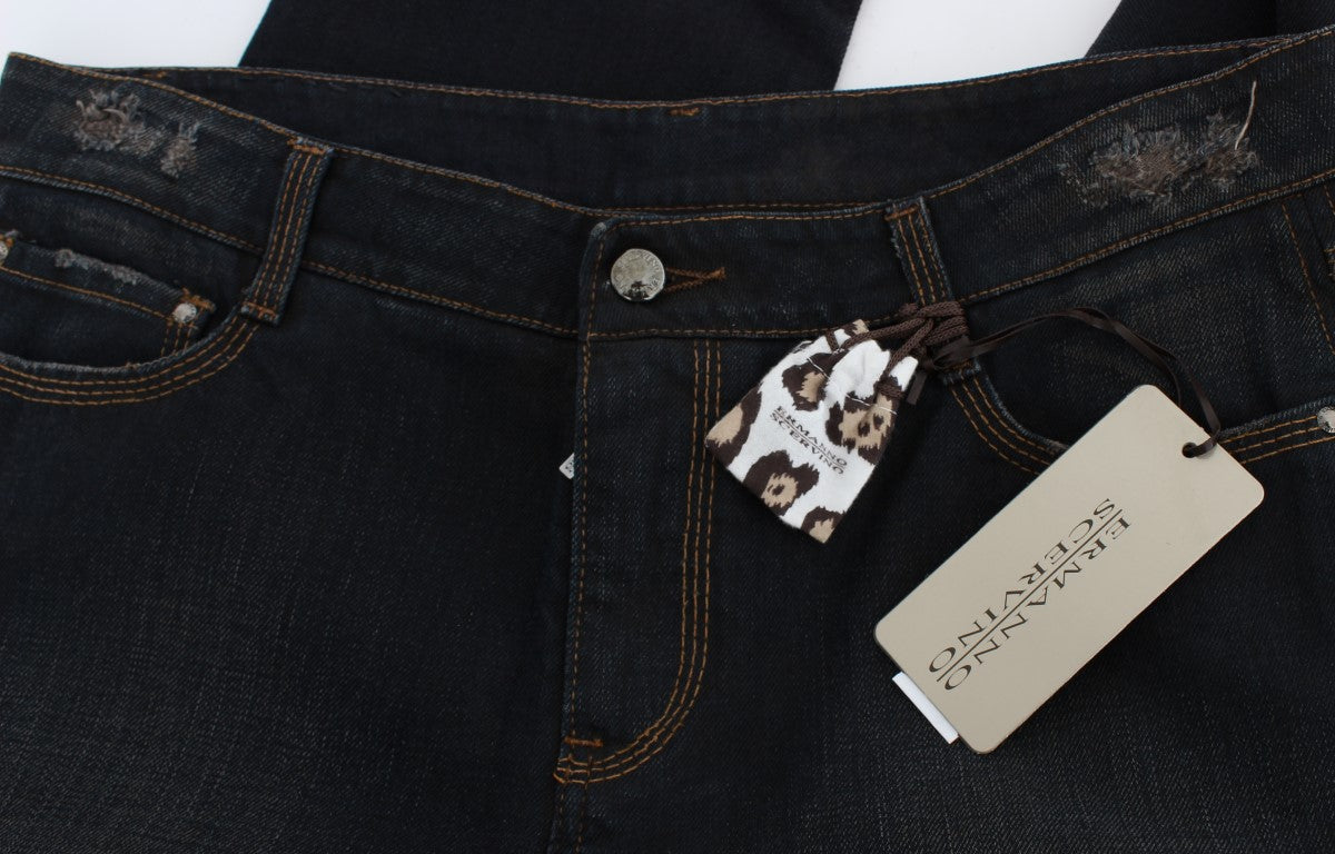 Ermanno Scervino Jeans Boyfriend en Coton Délavé Bleu