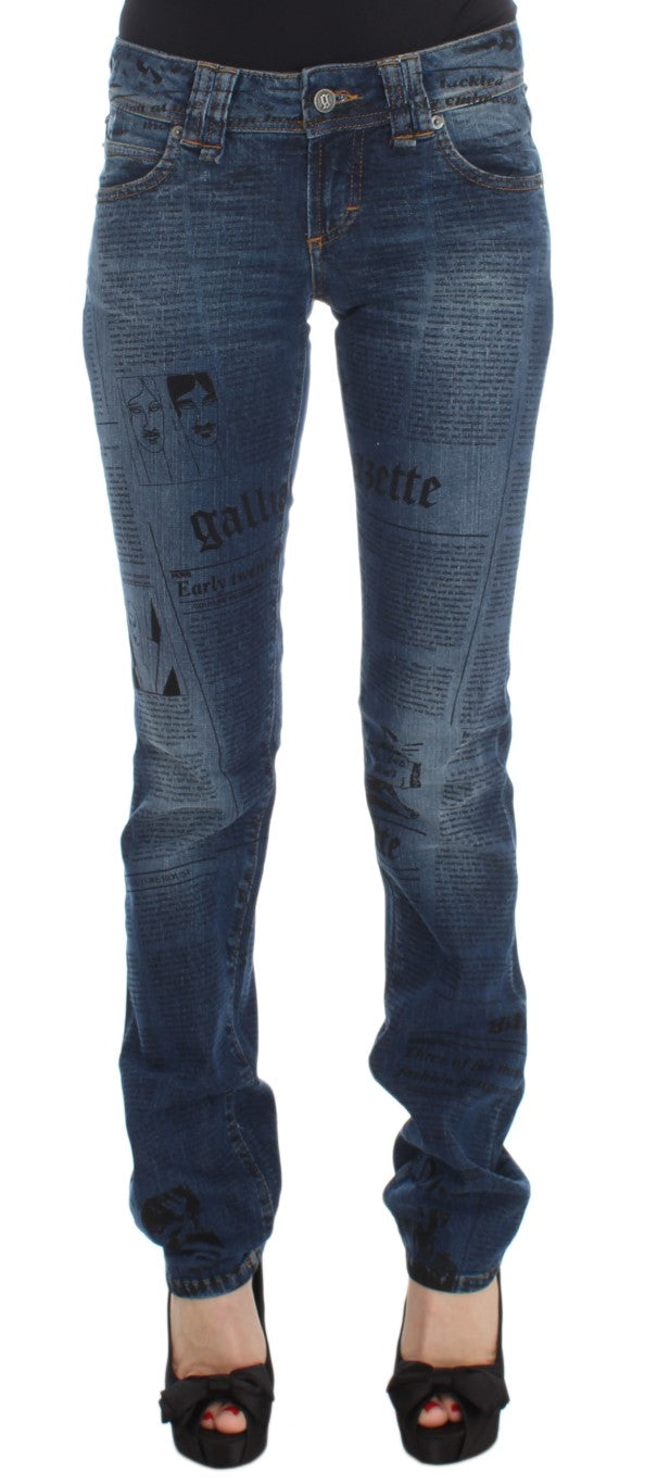 Jean bootcut John Galliano en mélange de coton délavé bleu coupe slim