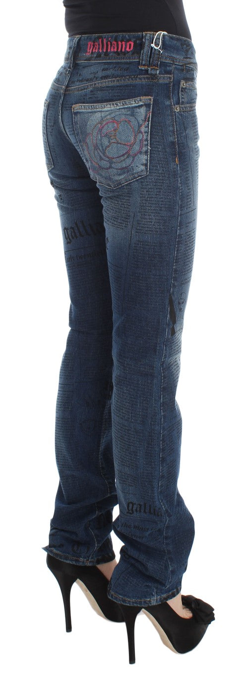 Jean bootcut John Galliano en mélange de coton délavé bleu coupe slim