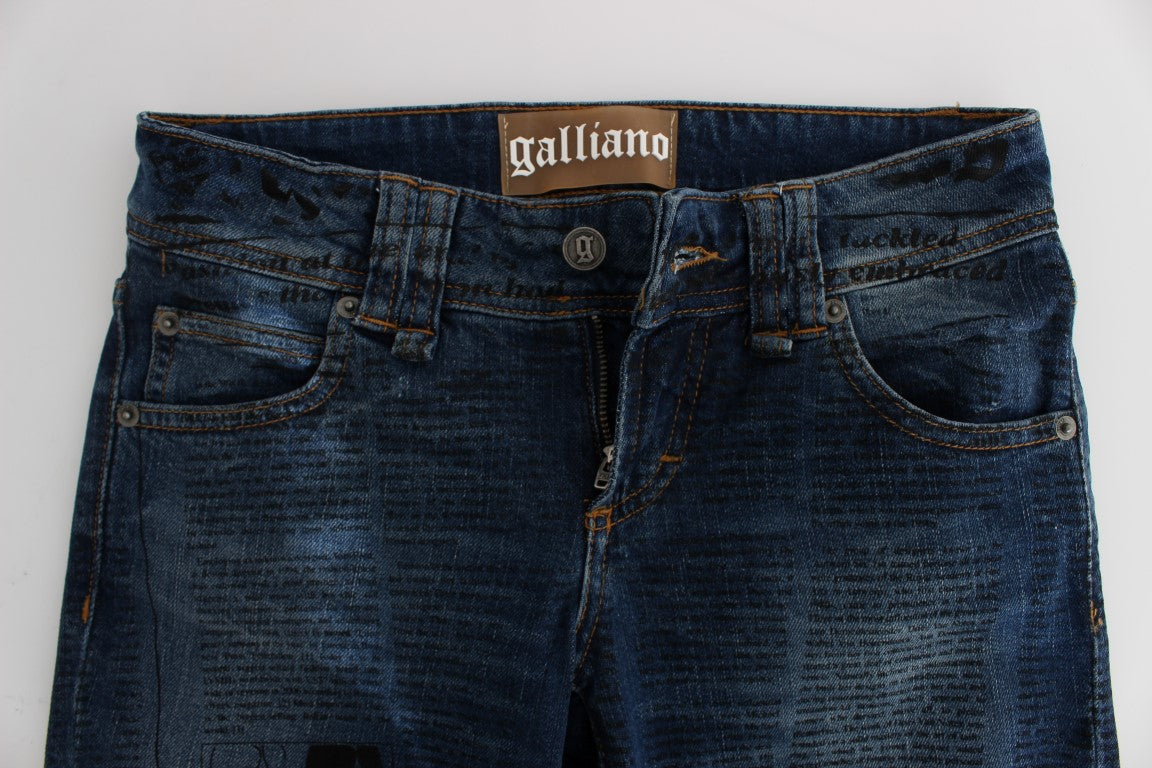 Jean bootcut John Galliano en mélange de coton délavé bleu coupe slim