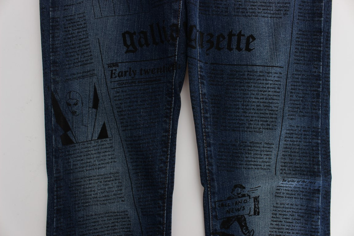 Jean bootcut John Galliano en mélange de coton délavé bleu coupe slim