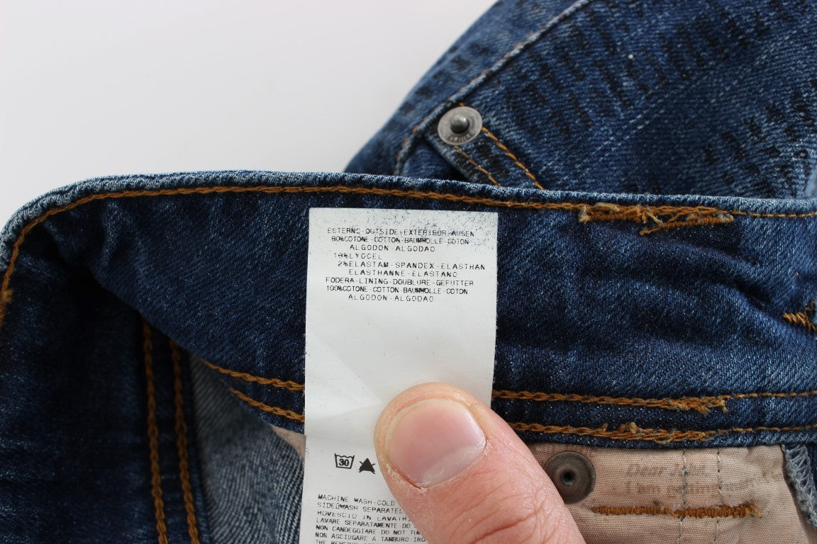 Jean bootcut John Galliano en mélange de coton délavé bleu coupe slim