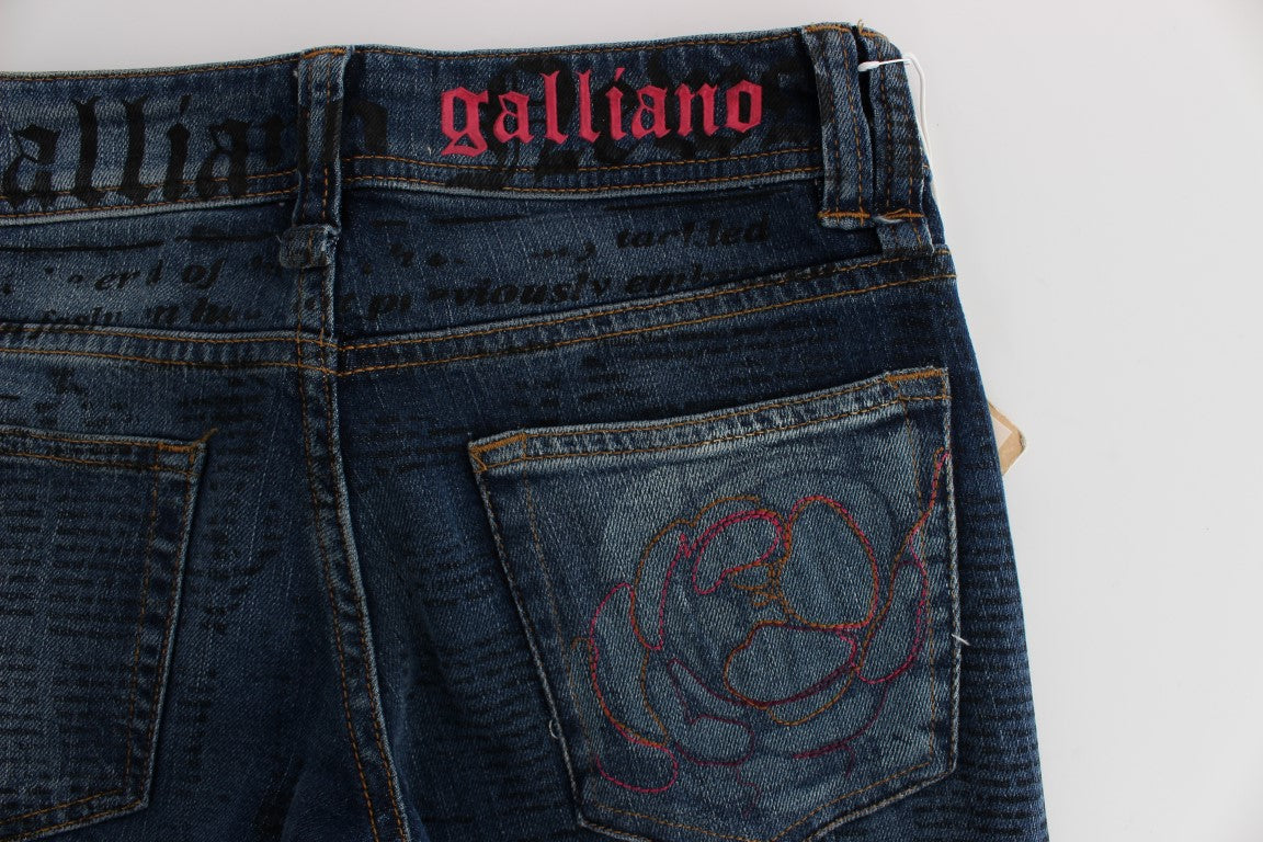 Jean bootcut John Galliano en mélange de coton délavé bleu coupe slim