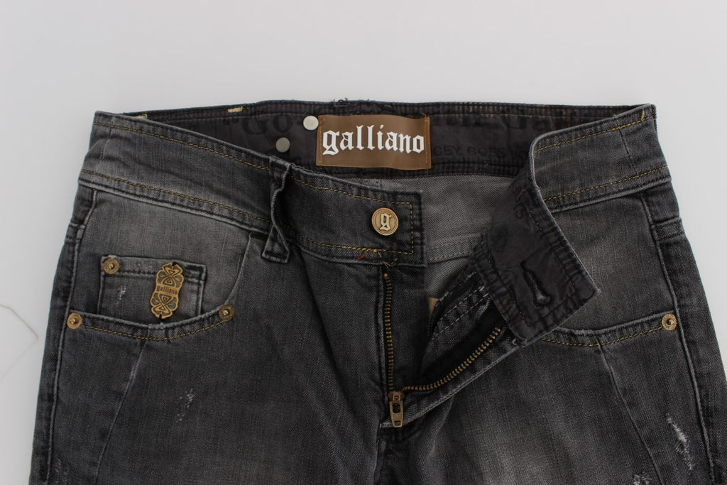 Jean slim stretch gris délavé en coton mélangé John Galliano