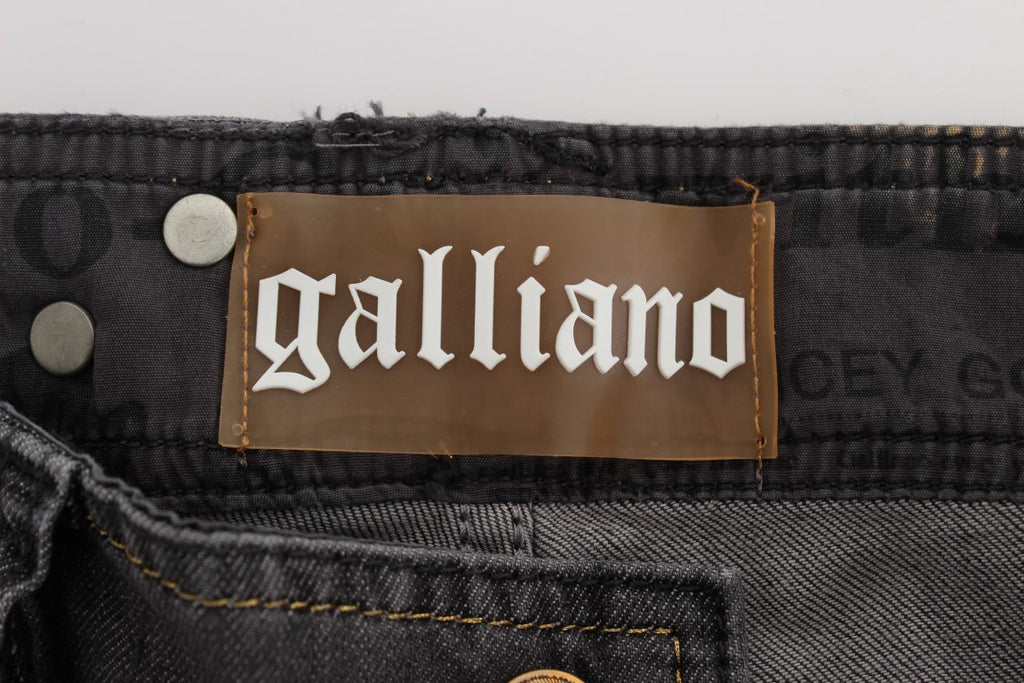 Jean slim stretch gris délavé en coton mélangé John Galliano