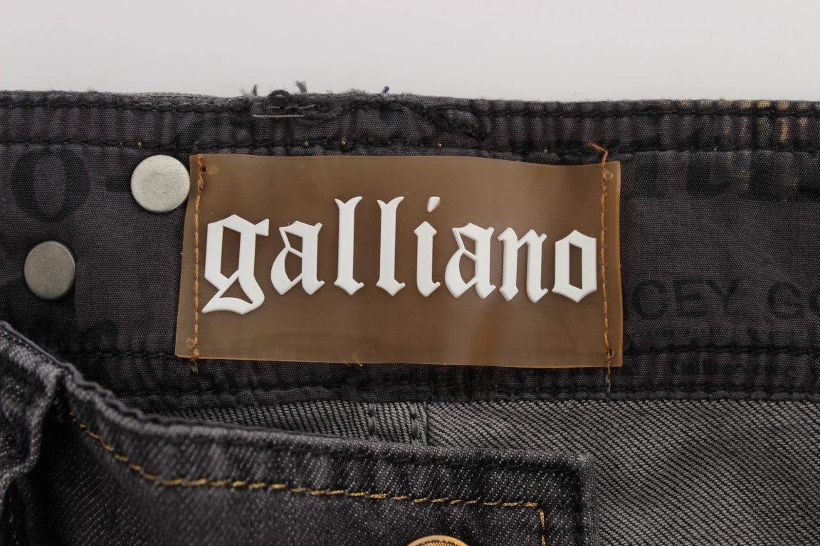 Jean slim stretch gris délavé en coton mélangé John Galliano