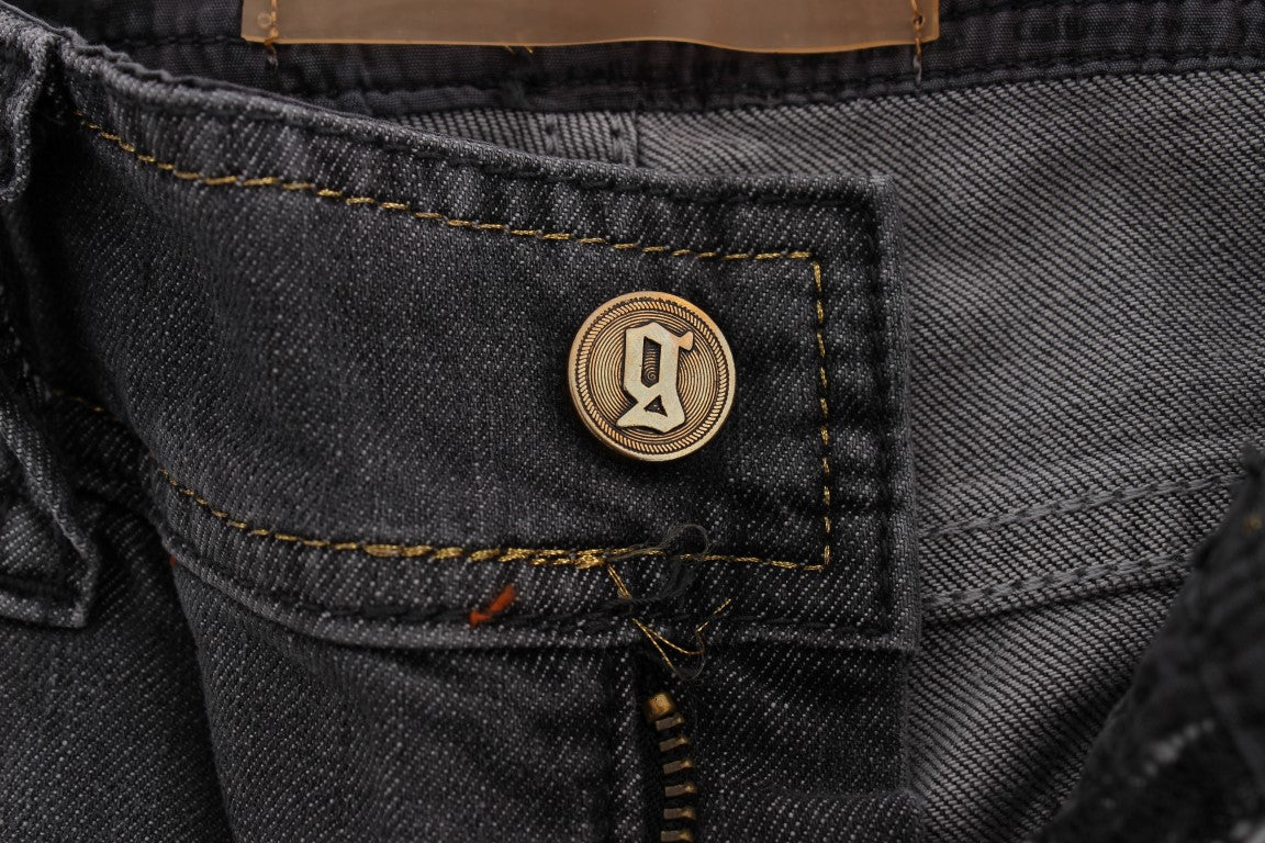 Jean slim stretch gris délavé en coton mélangé John Galliano