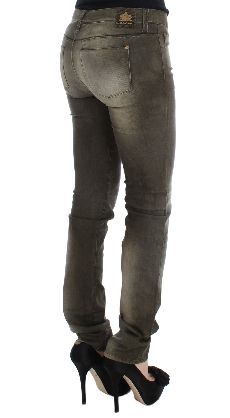 Jean slim en coton mélangé délavé gris Ermanno Scervino