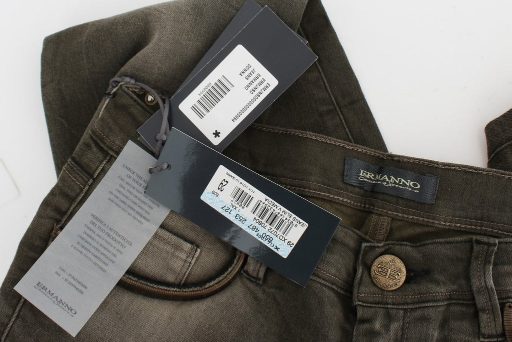 Jean slim en coton mélangé délavé gris Ermanno Scervino