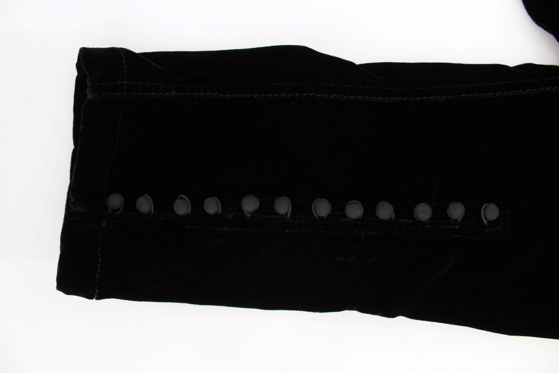 Ermanno Scervino Black Viscose Blend Velvet Slim Fit Pants