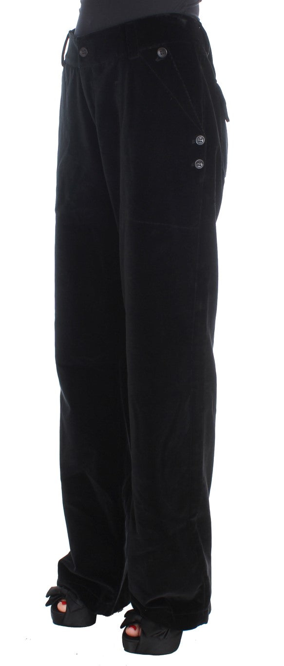Pantalon Droit Ermanno Scervino en Velours et Coton Noir