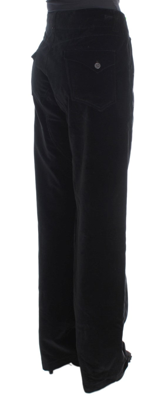 Pantalon Droit Ermanno Scervino en Velours et Coton Noir