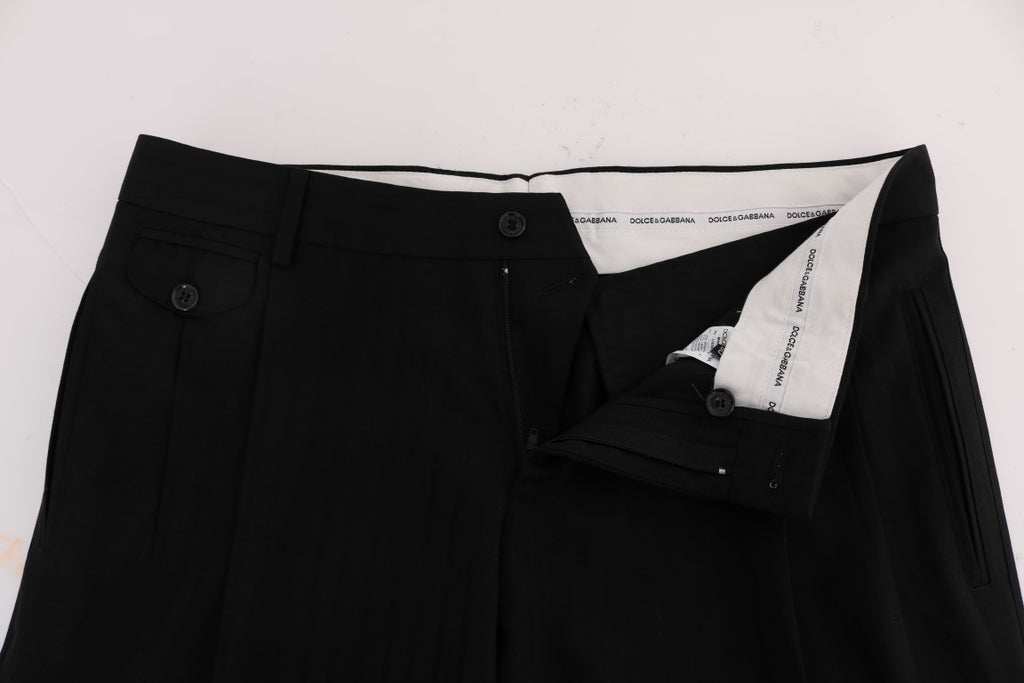 Pantalon stretch en laine rayée noir Dolce & Gabbana