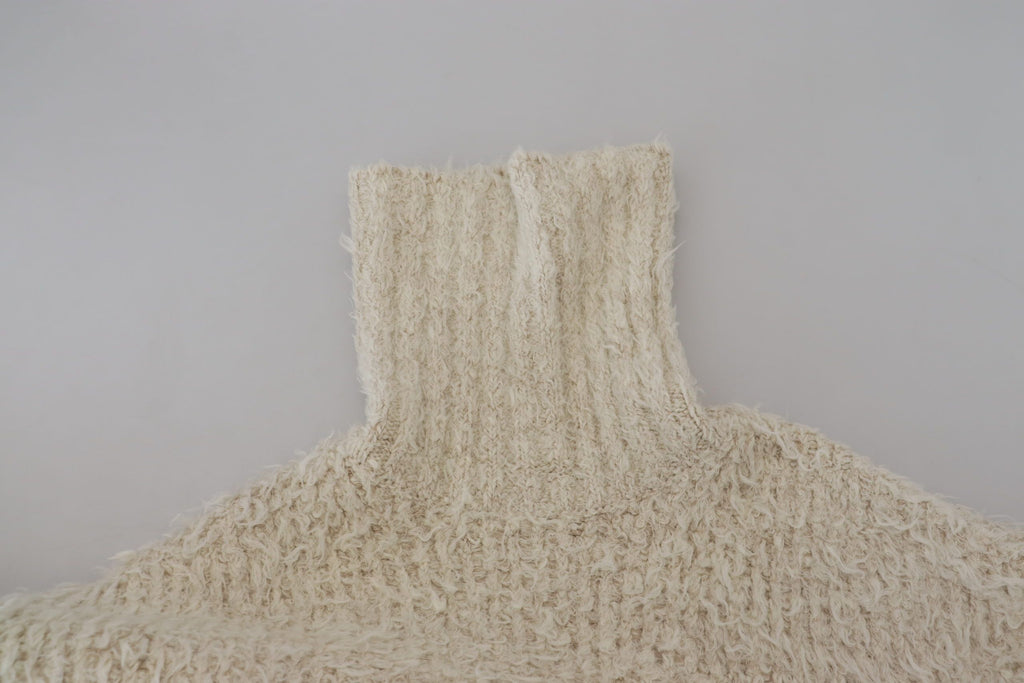 Pull en tricot de laine crème à col roulé Dolce & Gabbana