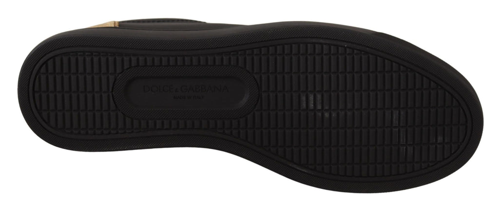Chaussures Femme Dolce & Gabbana Baskets Basses en Cuir Noir et Doré