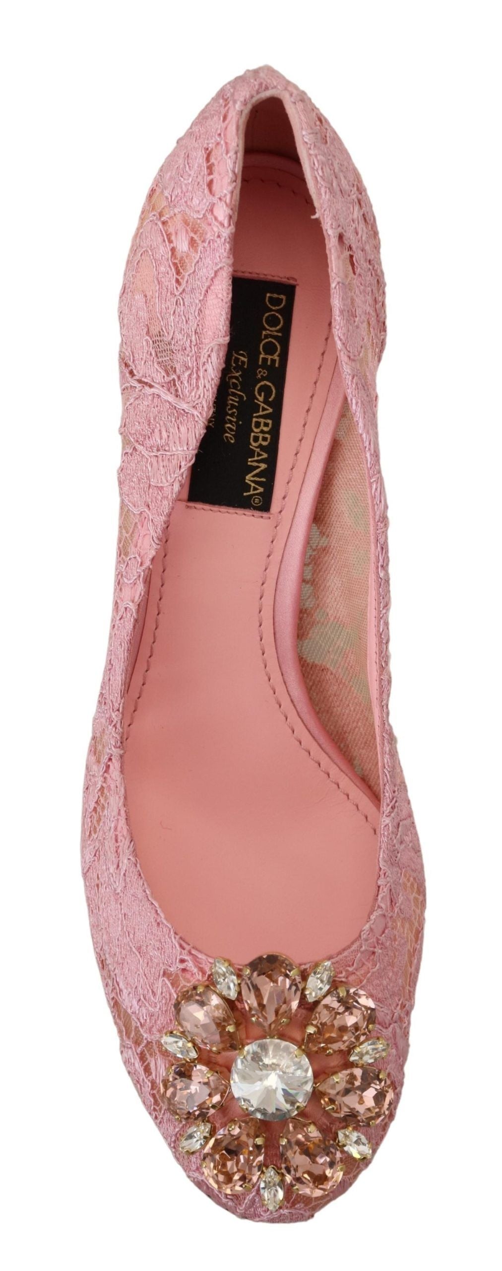 Chaussures à talons Dolce & Gabbana en dentelle Taormina rose avec cristaux couleurs pastel