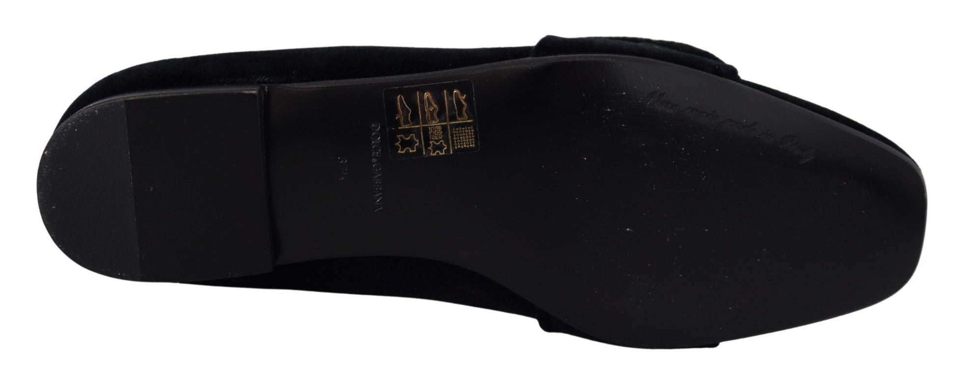 Chaussures plates loafers en velours noir et cristaux Dolce & Gabbana